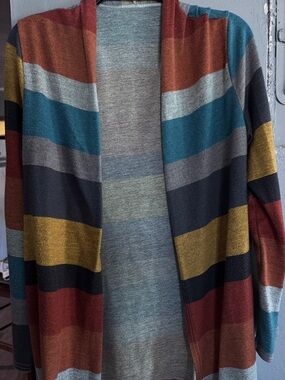 Women’s Open-Front Striped Cardigan Sweater - Multi